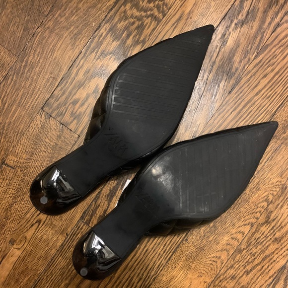 NWT 🖤 Zara Leather Quilted Mule Heel 40 9 - Picture 5 of 8